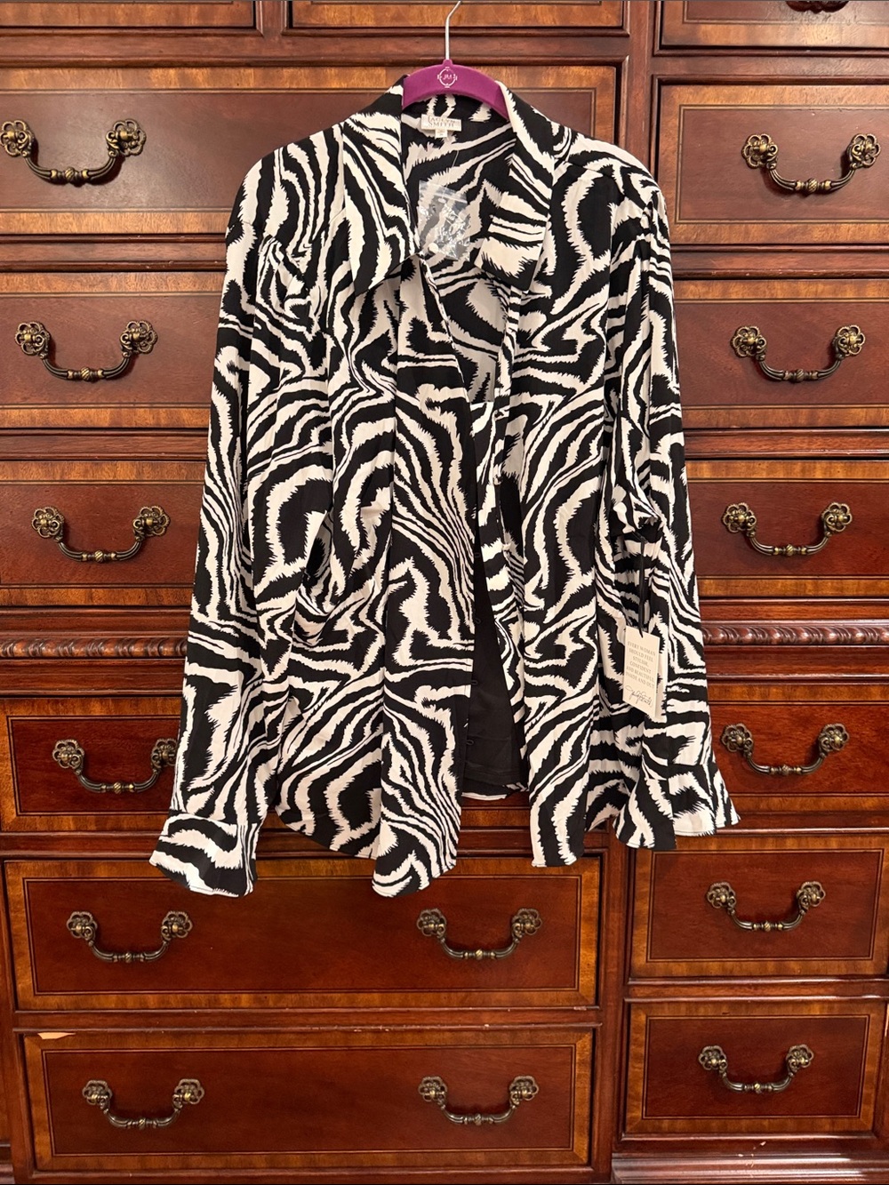 Jaclyn Smith Black and White Zebra Print Blouse